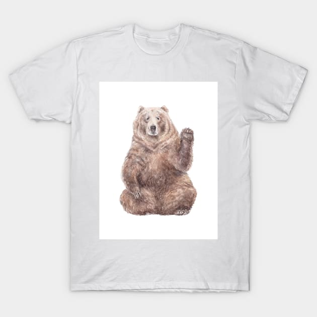 Brown Bear Saying HI T-Shirt by wanderinglaur